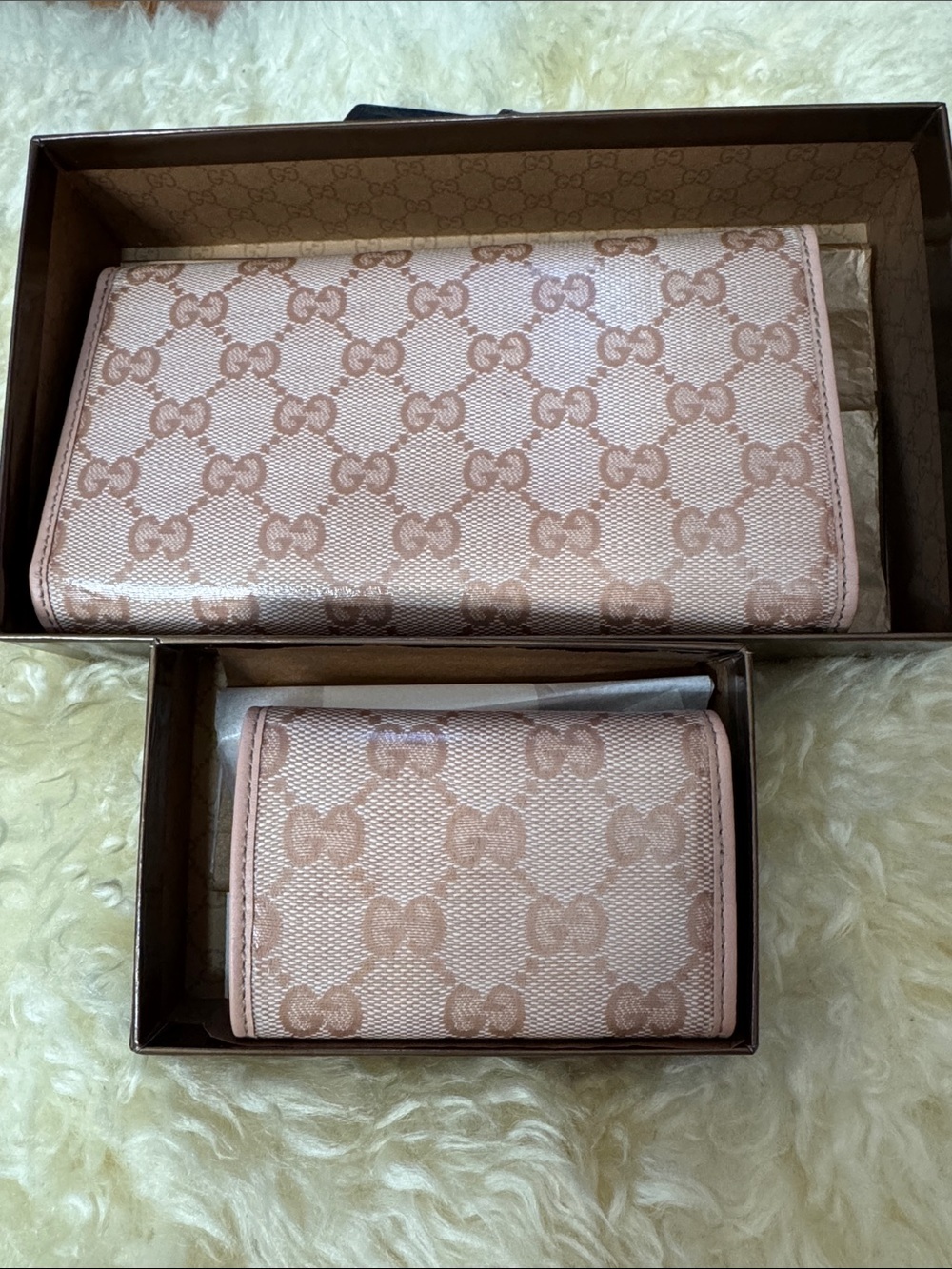 Gucci Blush Pink GG Monogram Wallet and Card Case Set - Picture 4 of 4